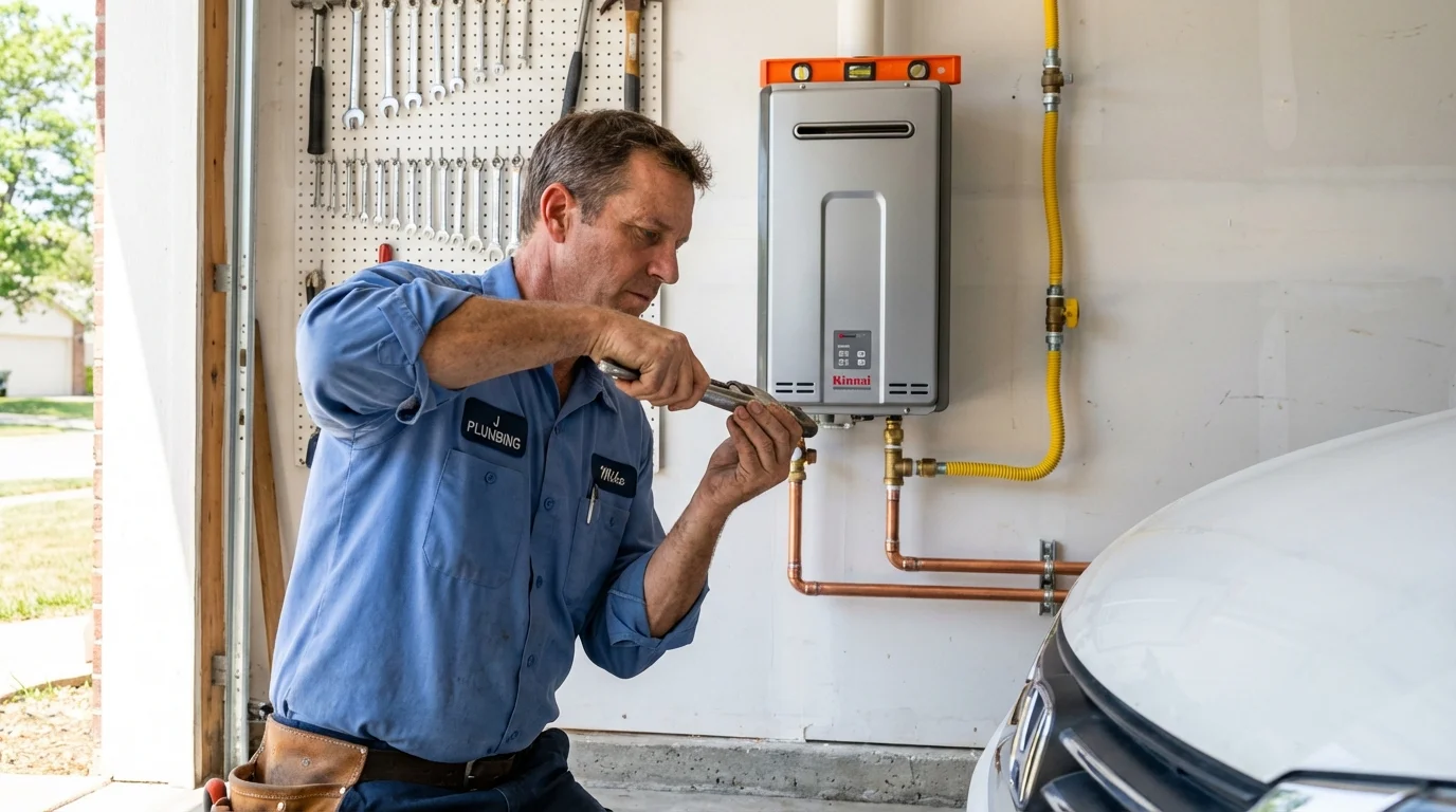 Tankless water heater installation by a Johns Plumbing LLC plumber in Port Washington